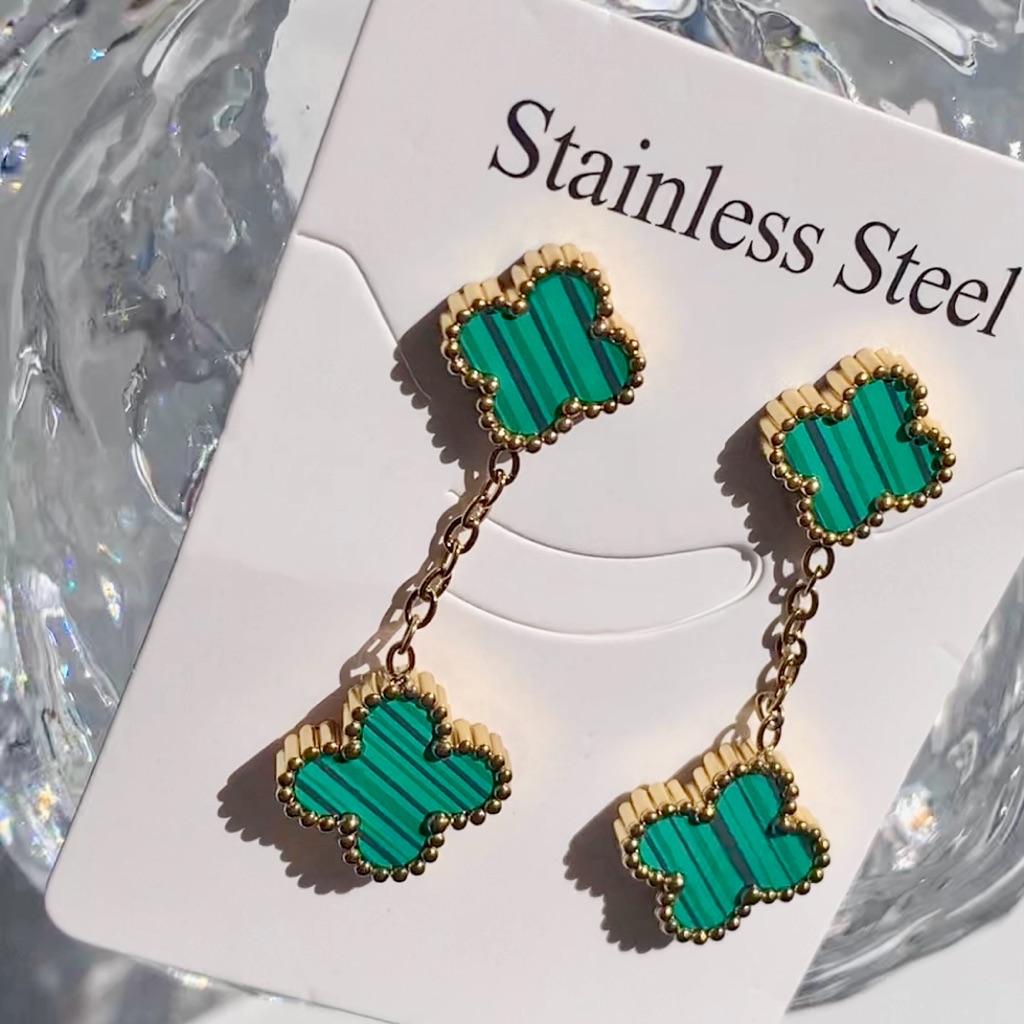 Clover Green Dangle Earrings